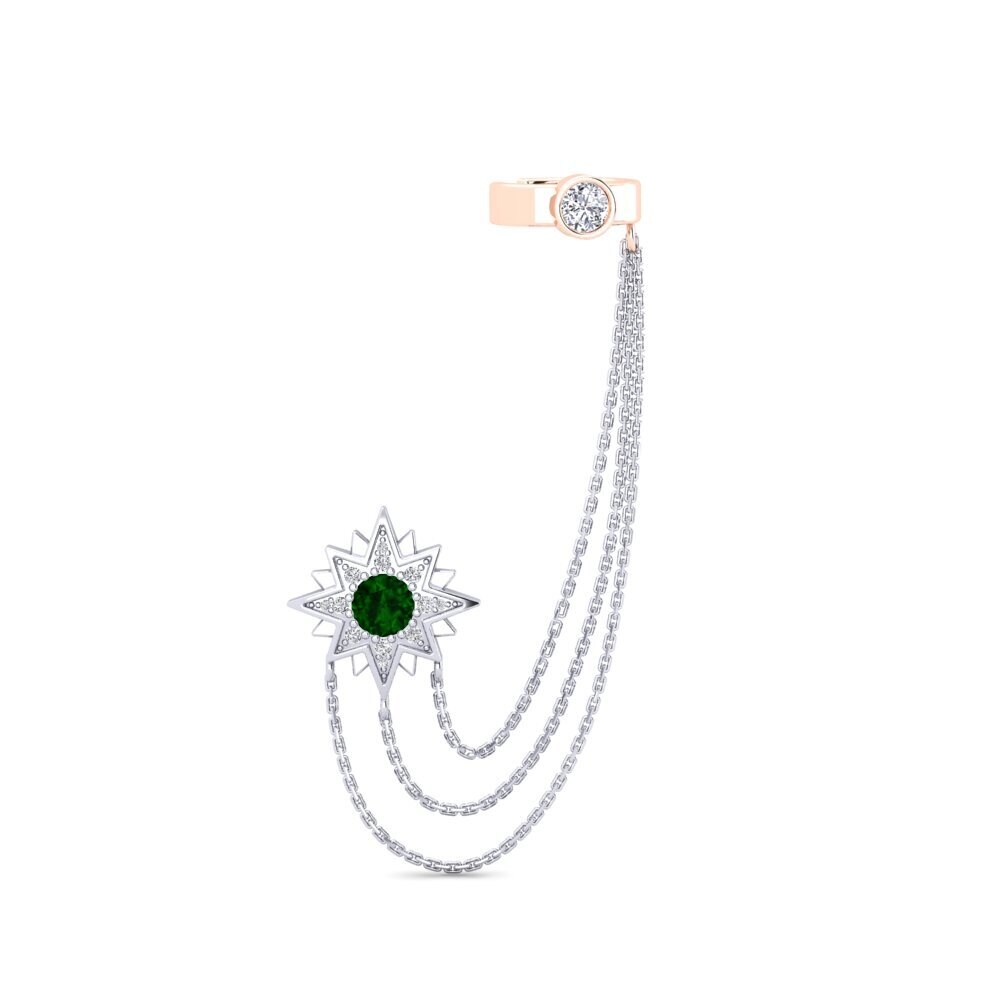 9ct White & Rose Gold Green Tourmaline Women's Earring Extragalactic