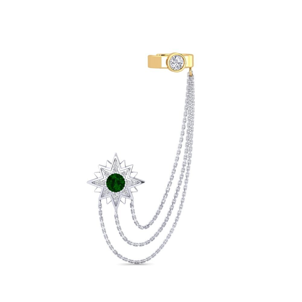 14ct White & Yellow Gold Green Tourmaline Women's Earring Extragalactic