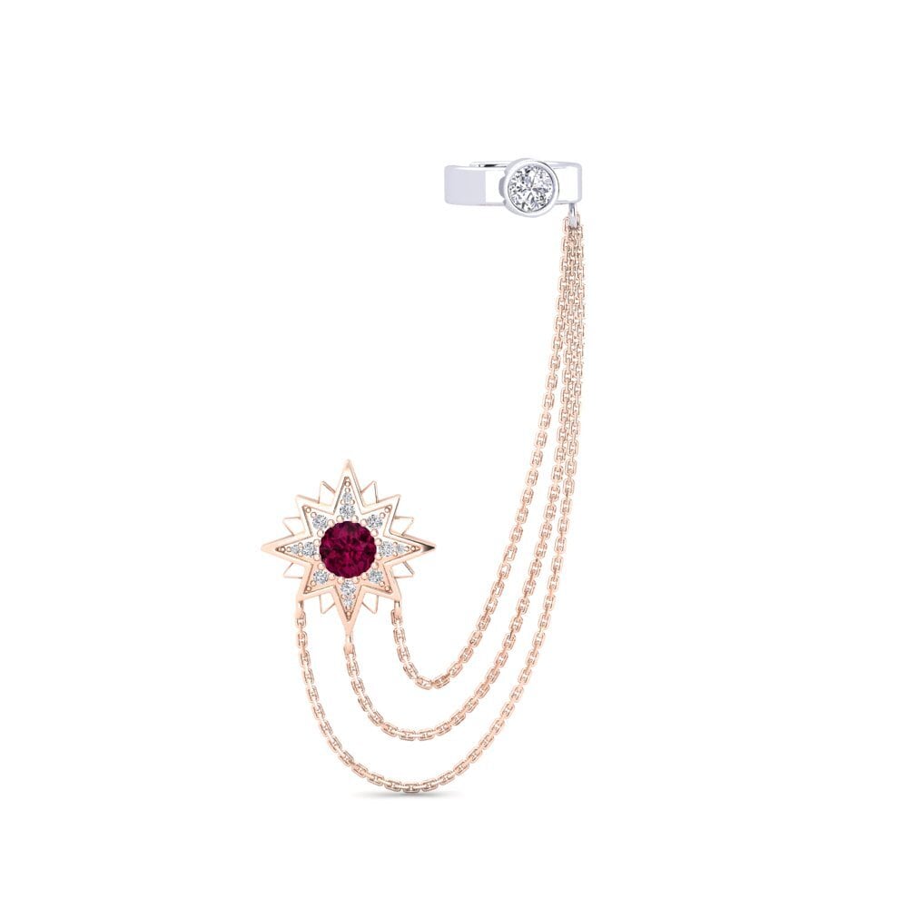 14ct Rose & White Gold Rhodolite Garnet Women's Earring Extragalactic