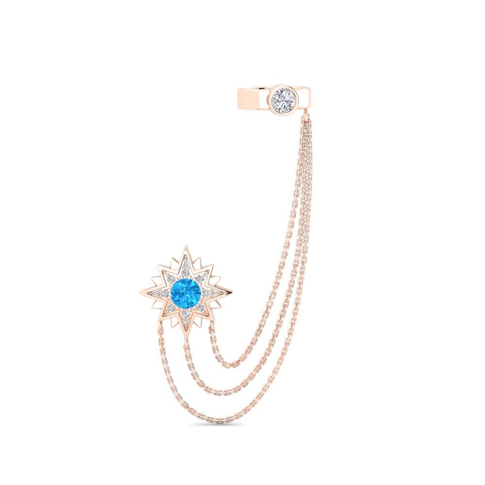 9ct Rose Gold Blue Topaz Women's Earring Extragalactic