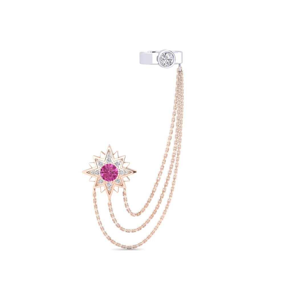 9ct Rose & White Gold Pink Topaz Women's Earring Extragalactic