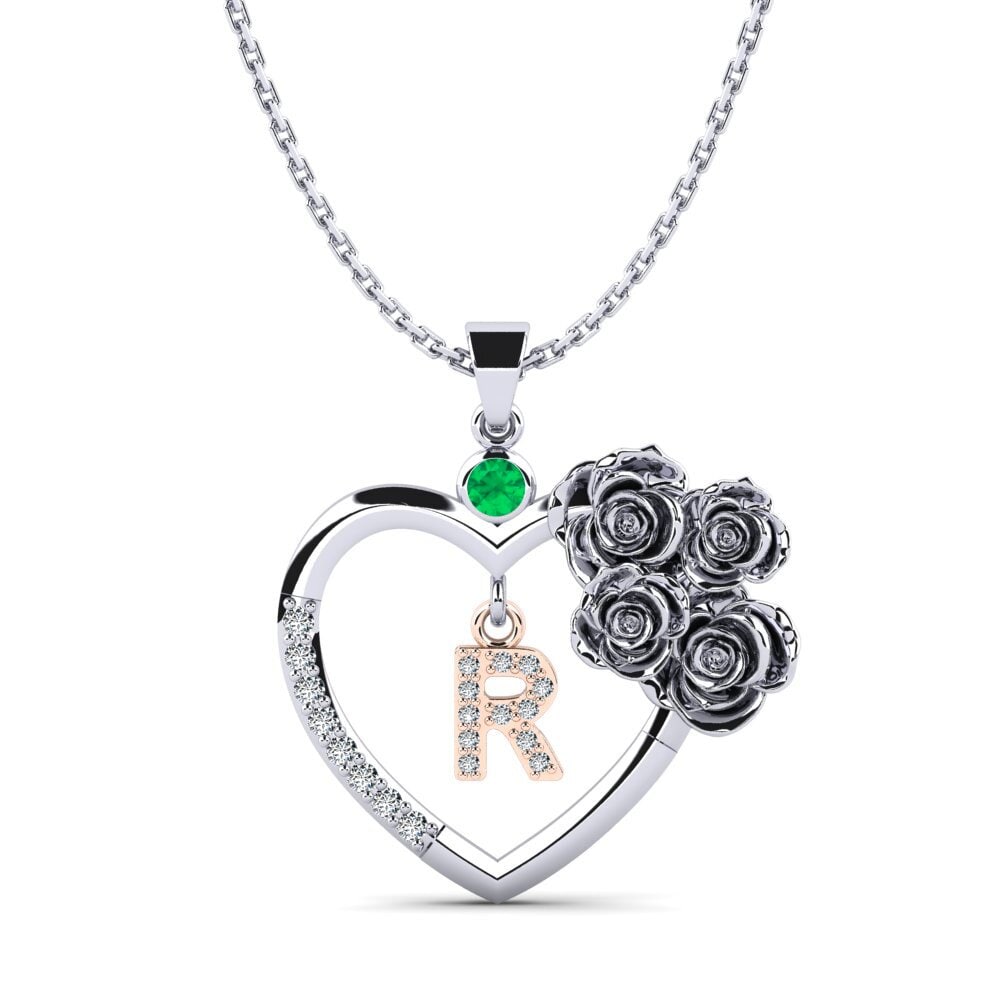 585 Weiß & Rotgold Smaragd Damen anhänger Eynan - R