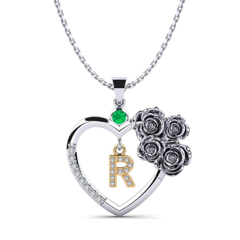 585 Weiß & Gelbgold Smaragd Damen anhänger Eynan - R
