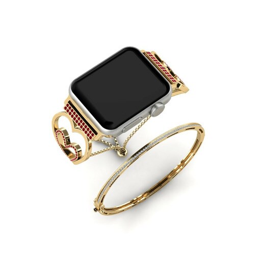 Apple Watch® Eyodwa Set Stainless Steel / 585 Yellow Gold & Đá Swarovski Đỏ & Đá Swarovski