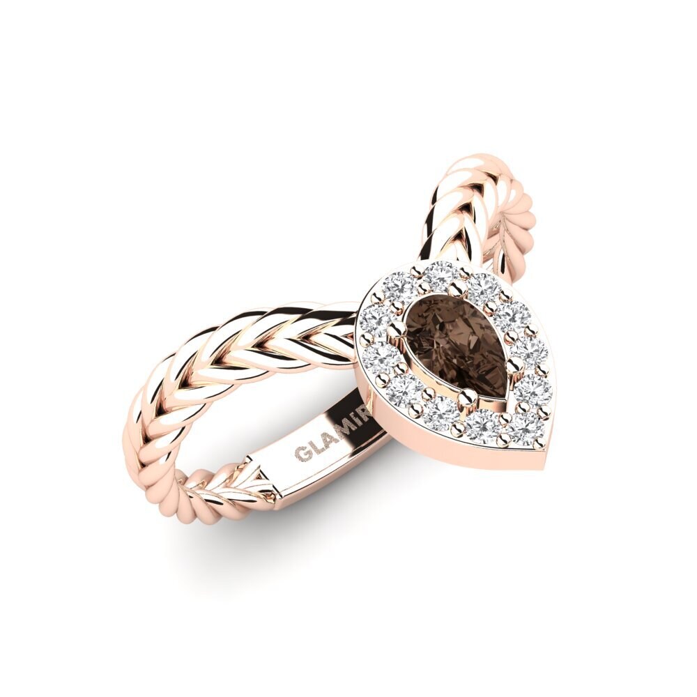 14ct Rose Gold Smoky Quartz Engagement Ring Eztia