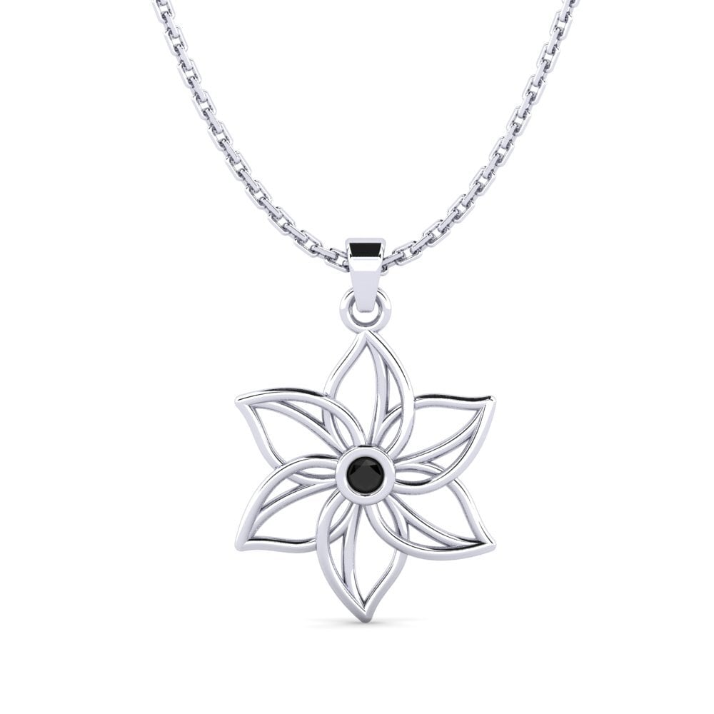 925 Prata de lei Diamante Negro Pingente Feminino Fabresa