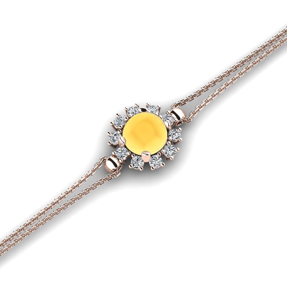 9k Oro Rosa Citrino Cabujón Pulsera de Mujer Fae
