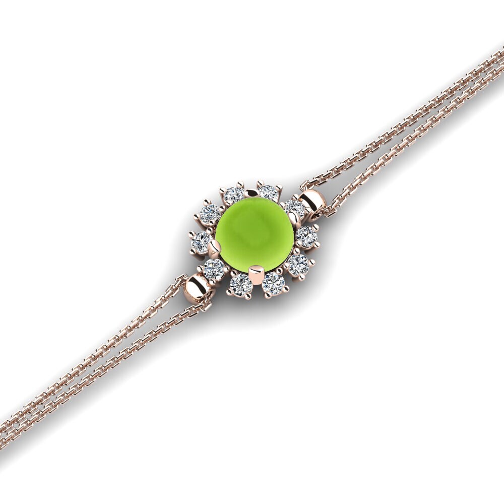 9k Oro Rosa Peridoto Cabujón Pulsera de Mujer Fae