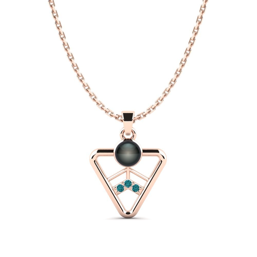 14ct Rose Gold Blue Diamond Women's Pendant Fahlobinas