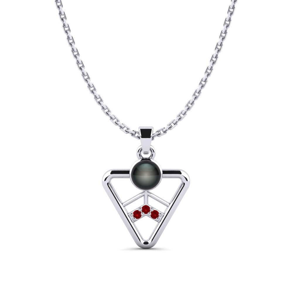 950 Palladium Red Zirconia Women's Pendant Fahlobinas