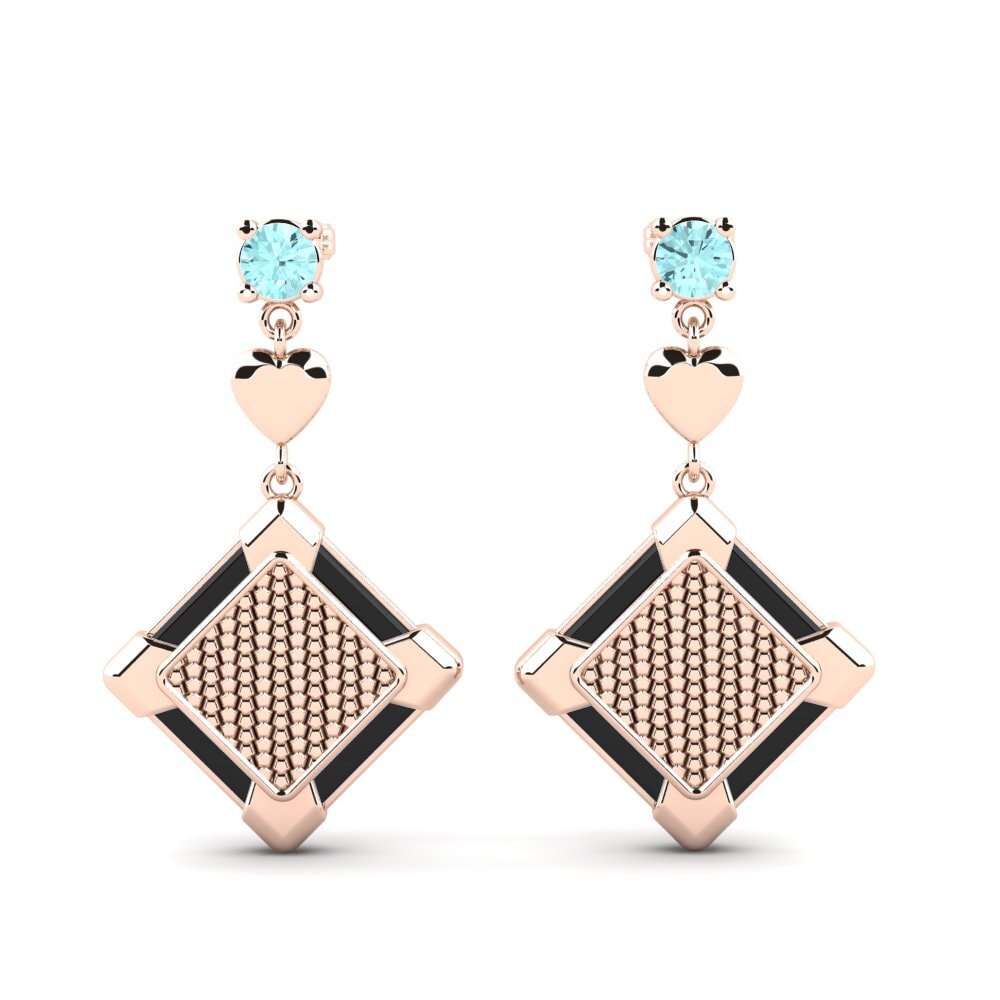 14k Rose Gold Aquamarine Women's Earring Falkowski