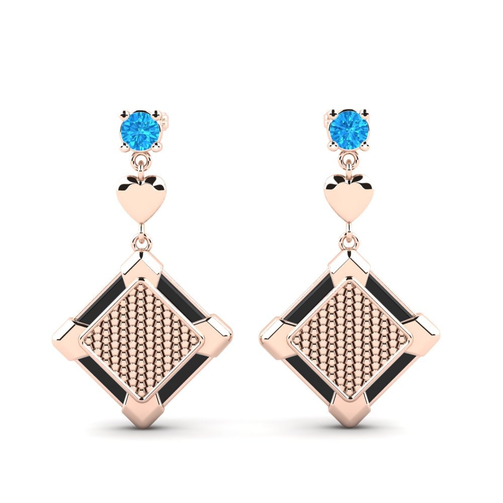 9ct Rose Gold Blue Topaz Women's Earring Falkowski