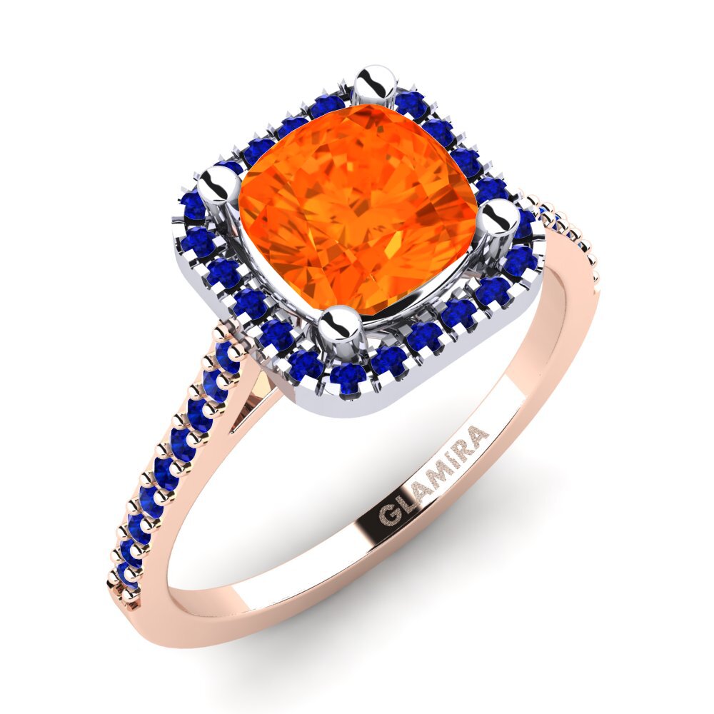 18K Rose & White Gold Fire-Opal Engagement Ring Fanetta
