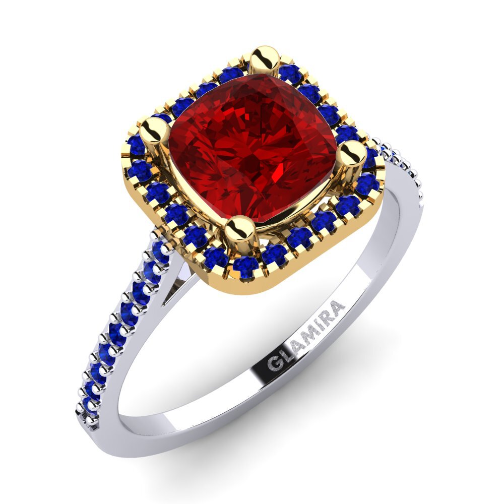 14K White & Yellow Gold Engagement Ring Fanetta