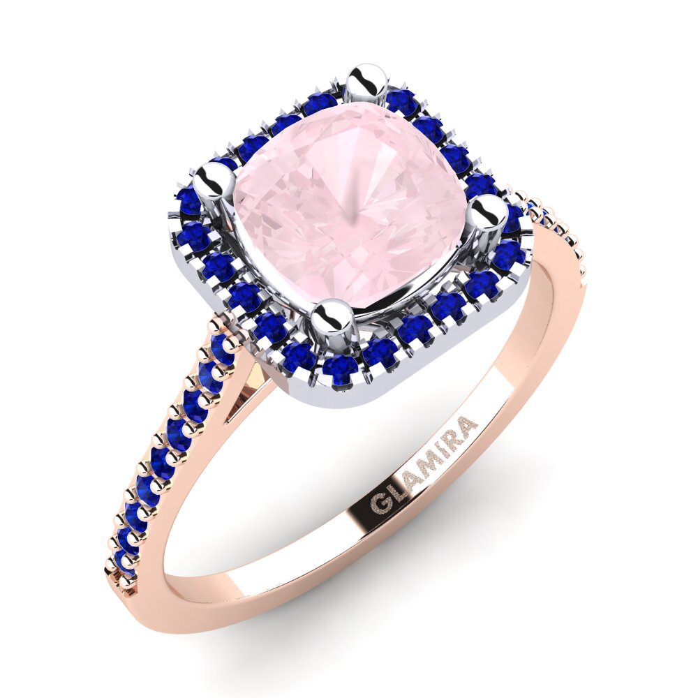 14K Rood & Wit Goud Rozenkwarts Verlovingsring Fanetta