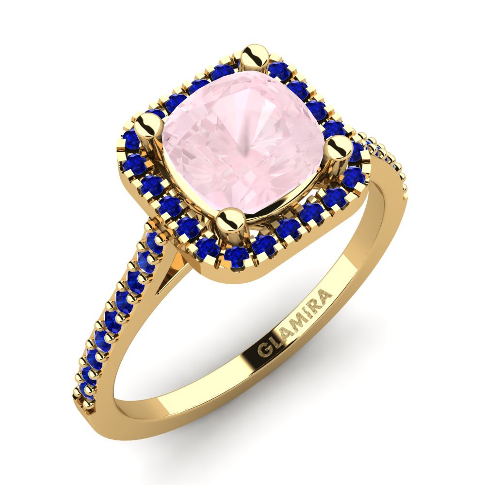 18K Yellow Gold Rose Quartz Engagement Ring Fanetta