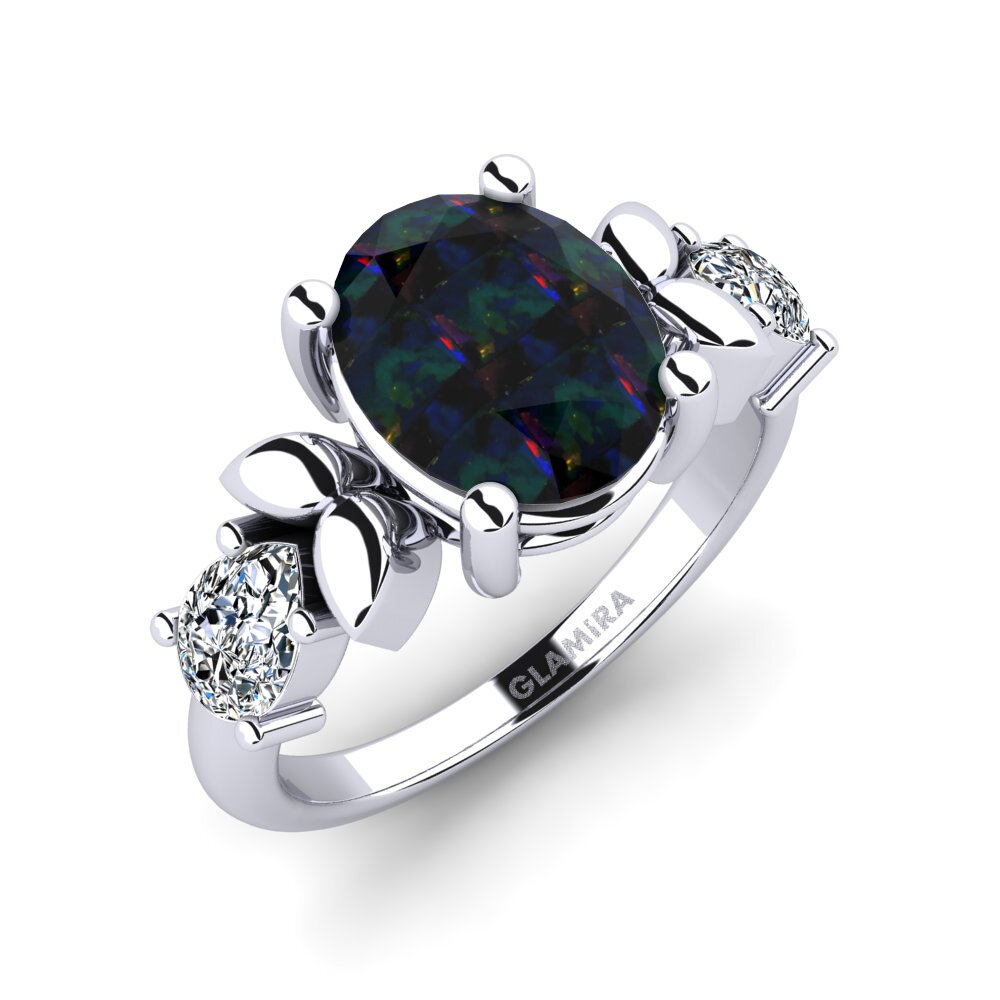 950 Platinum Black Opal Engagement Ring Faried