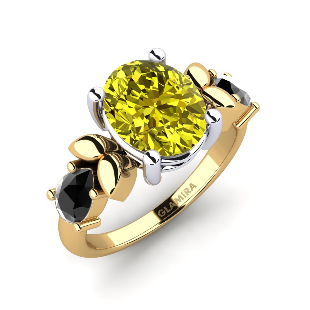 14k Oro Amarillo/Blanco Anillo de compromiso Faried
