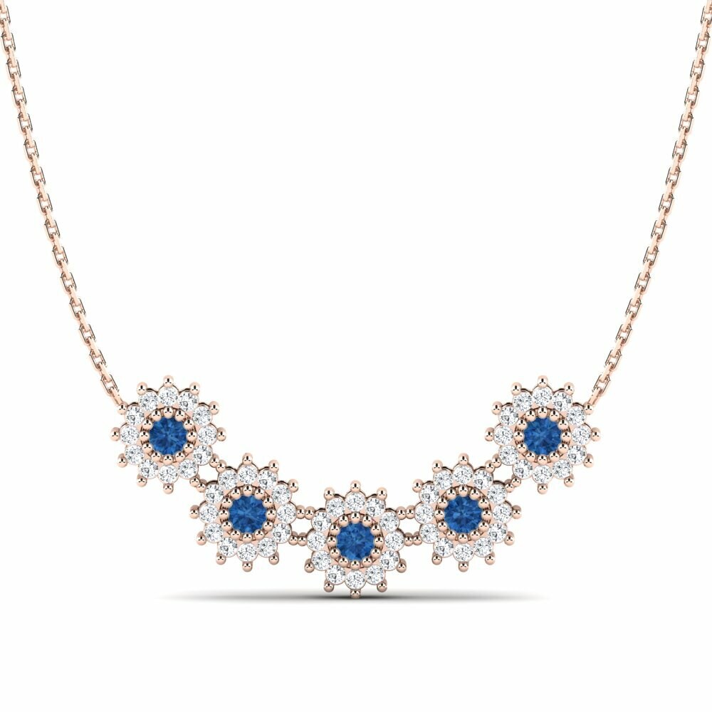 Vàng Hồng 9K Đá Zirconia Xanh Lam Dây chuyền nữ Farika