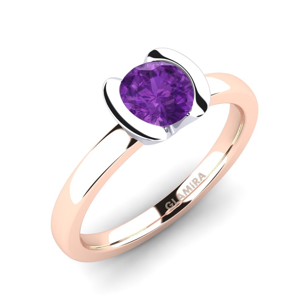 14ct Rose / White Gold Amethyst Engagement Ring Farrah