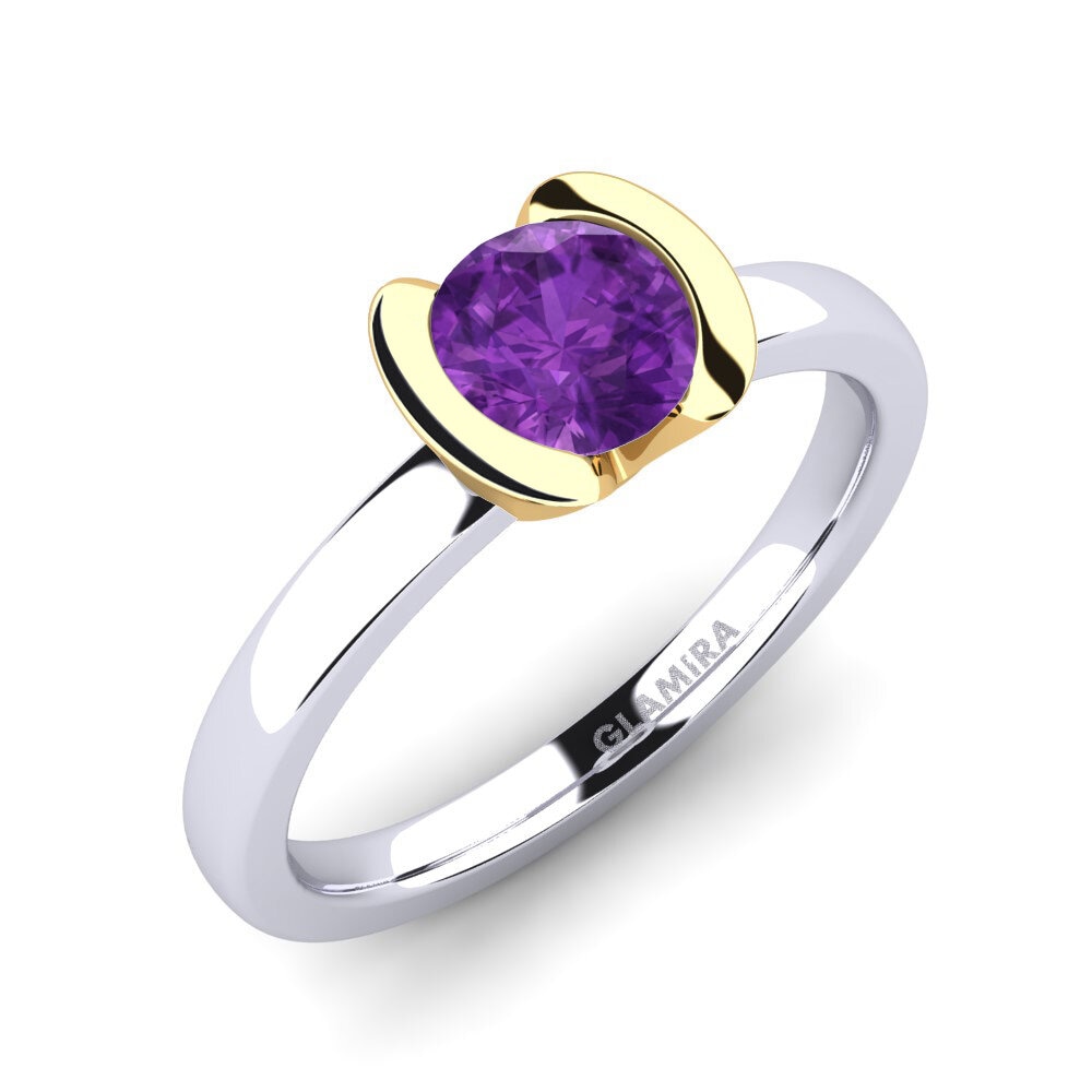 14ct White / Yellow Gold Amethyst Engagement Ring Farrah