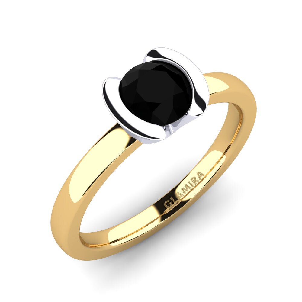 14ct Yellow / White Gold Black Sapphire Engagement Ring Farrah