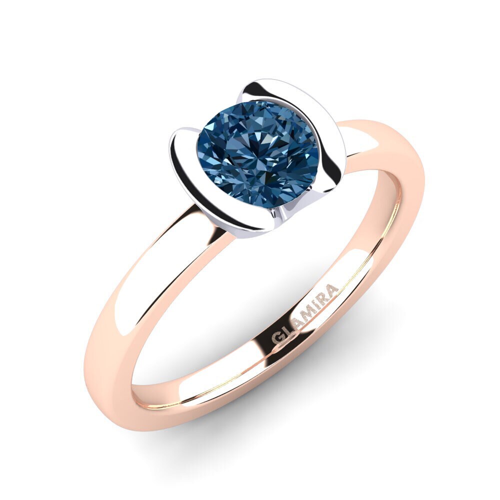 14ct Rose / White Gold Blue Diamond Engagement Ring Farrah