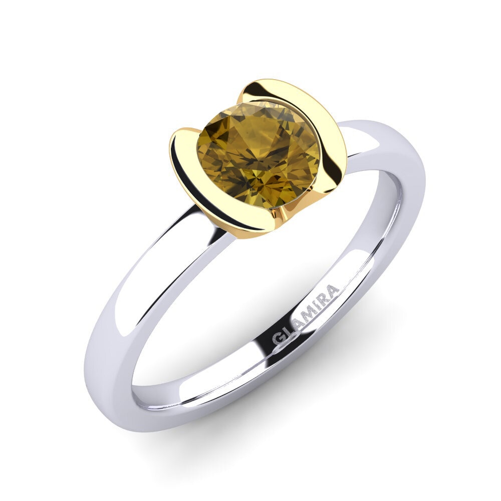14ct White / Yellow Gold Brown Zircon Engagement Ring Farrah