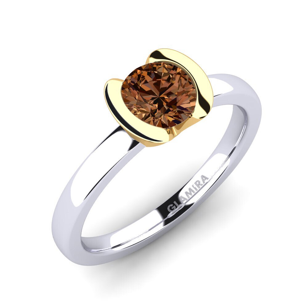 14ct White / Yellow Gold Brown Diamond Engagement Ring Farrah