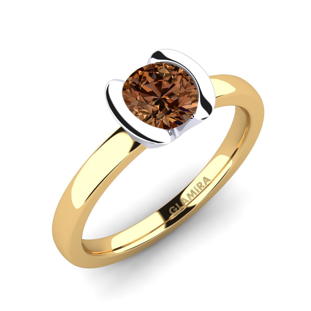 14ct Yellow / White Gold Brown Diamond Engagement Ring Farrah