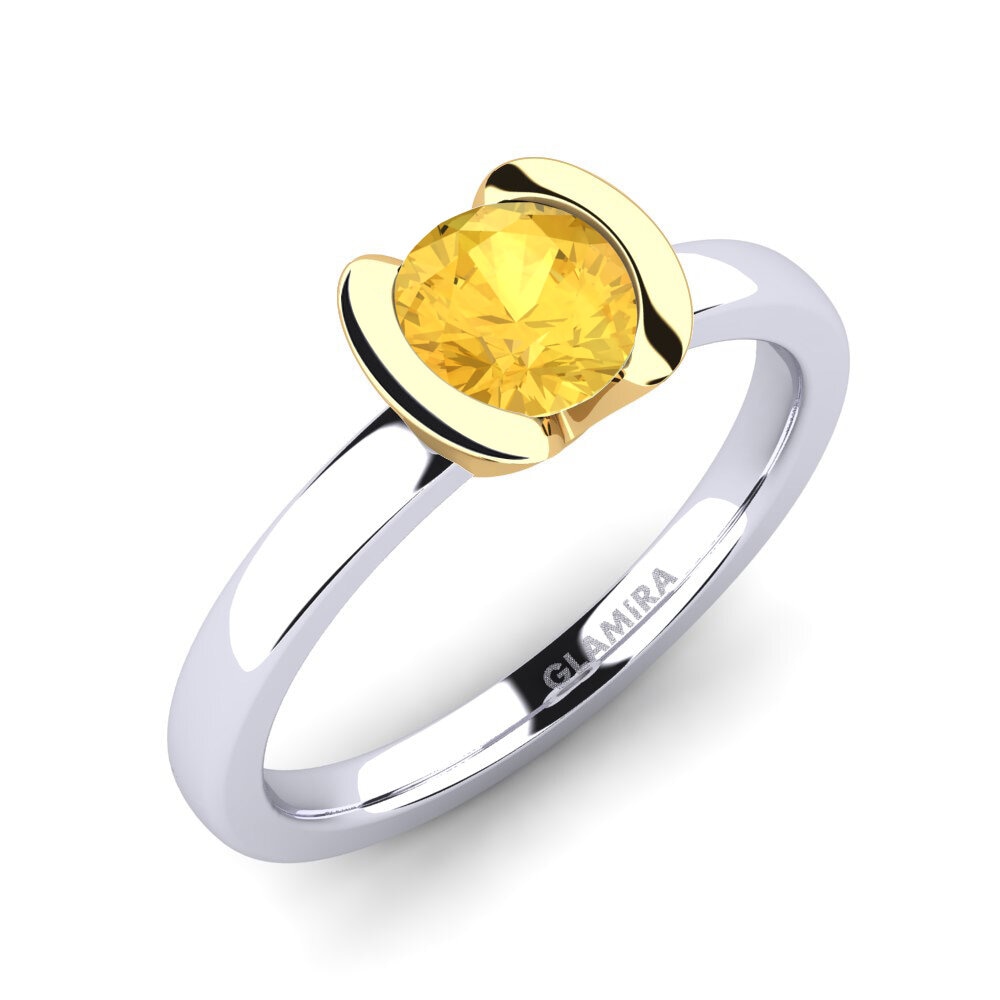 14ct White / Yellow Gold Citrine Engagement Ring Farrah