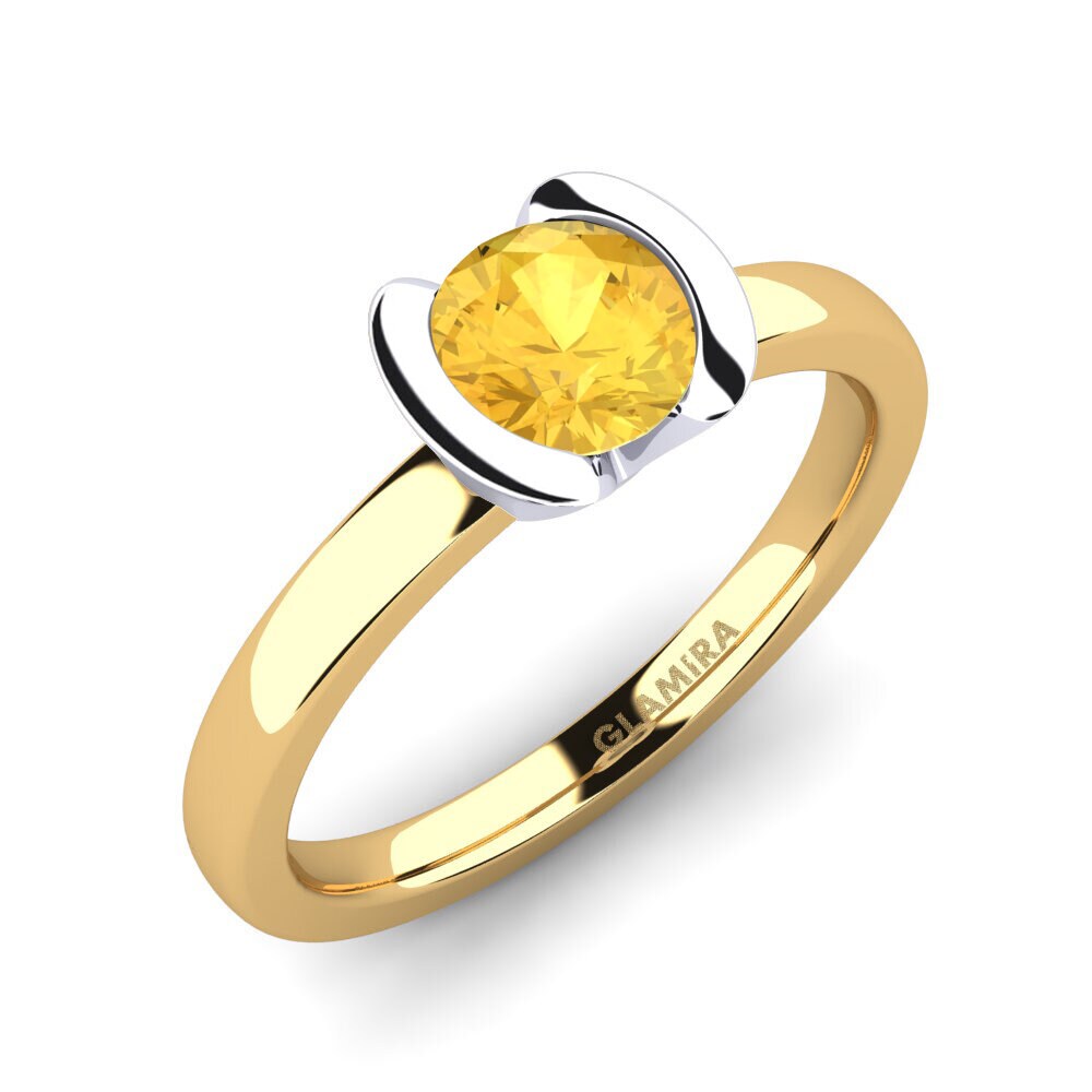 14k Oro Amarillo & Blanco Citrino Anillo de compromiso Farrah