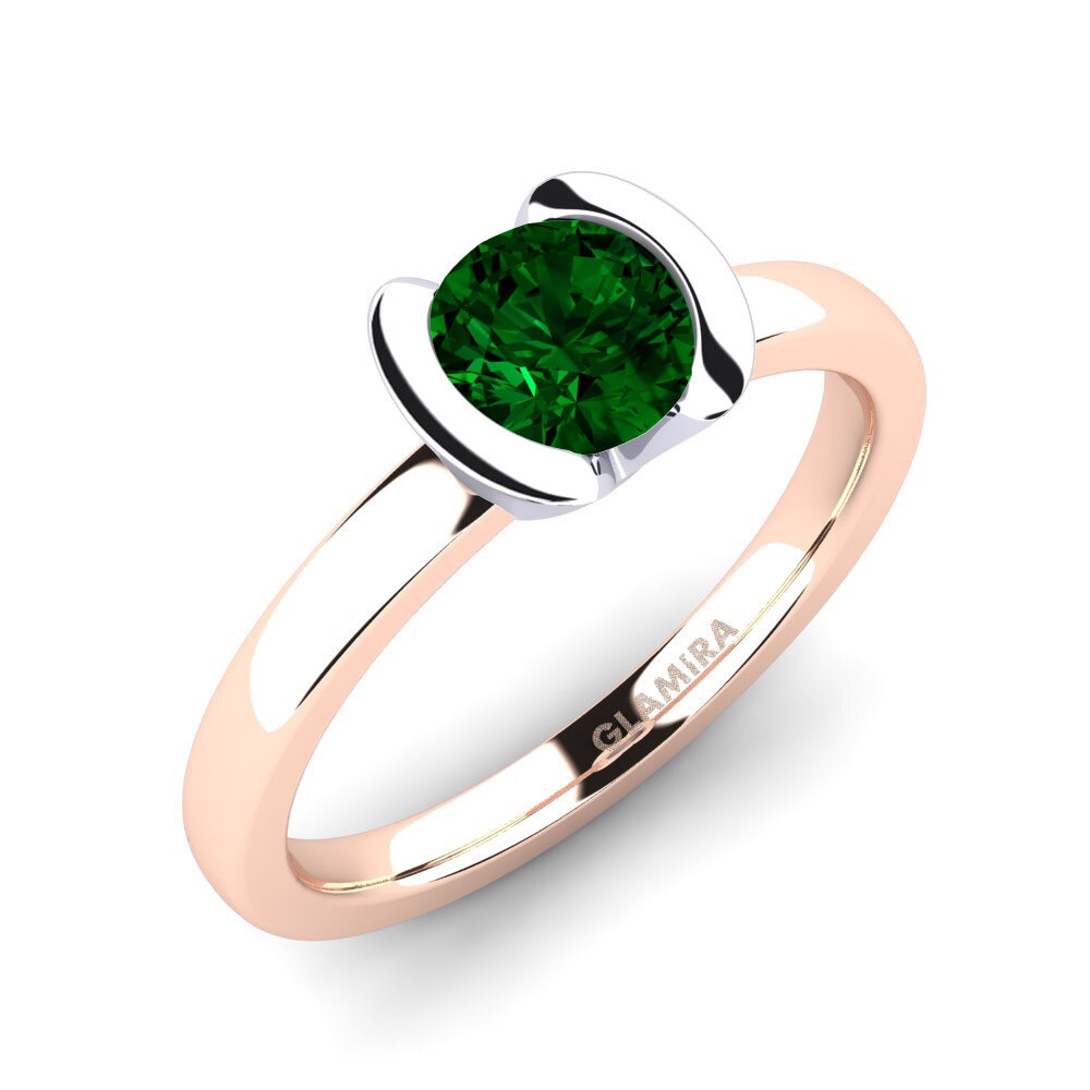 14ct Rose & White Gold Green Zirconia Engagement Ring Farrah