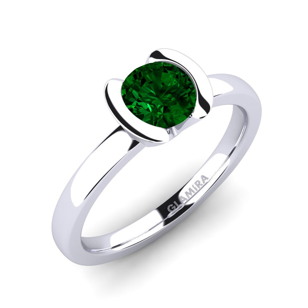 950 Palladium Green Zirconia Engagement Ring Farrah