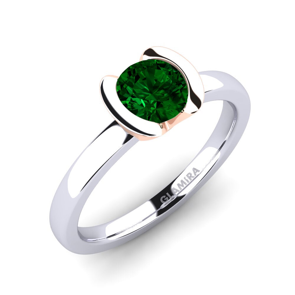 14k White & Rose Gold Green Zirconia Engagement Ring Farrah