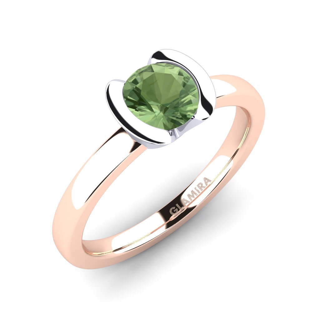 14ct Rose & White Gold Green Sapphire Engagement Ring Farrah