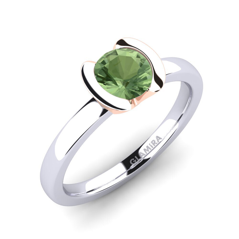 14ct White & Rose Gold Green Sapphire Engagement Ring Farrah
