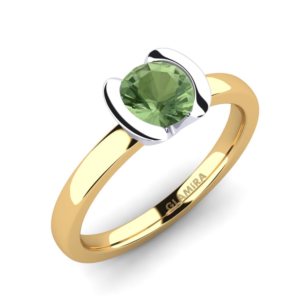 14ct Yellow / White Gold Green Sapphire Engagement Ring Farrah