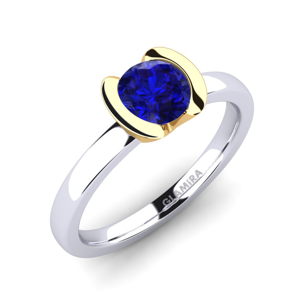 14ct White / Yellow Gold Sapphire (Lab Created) Engagement Ring Farrah