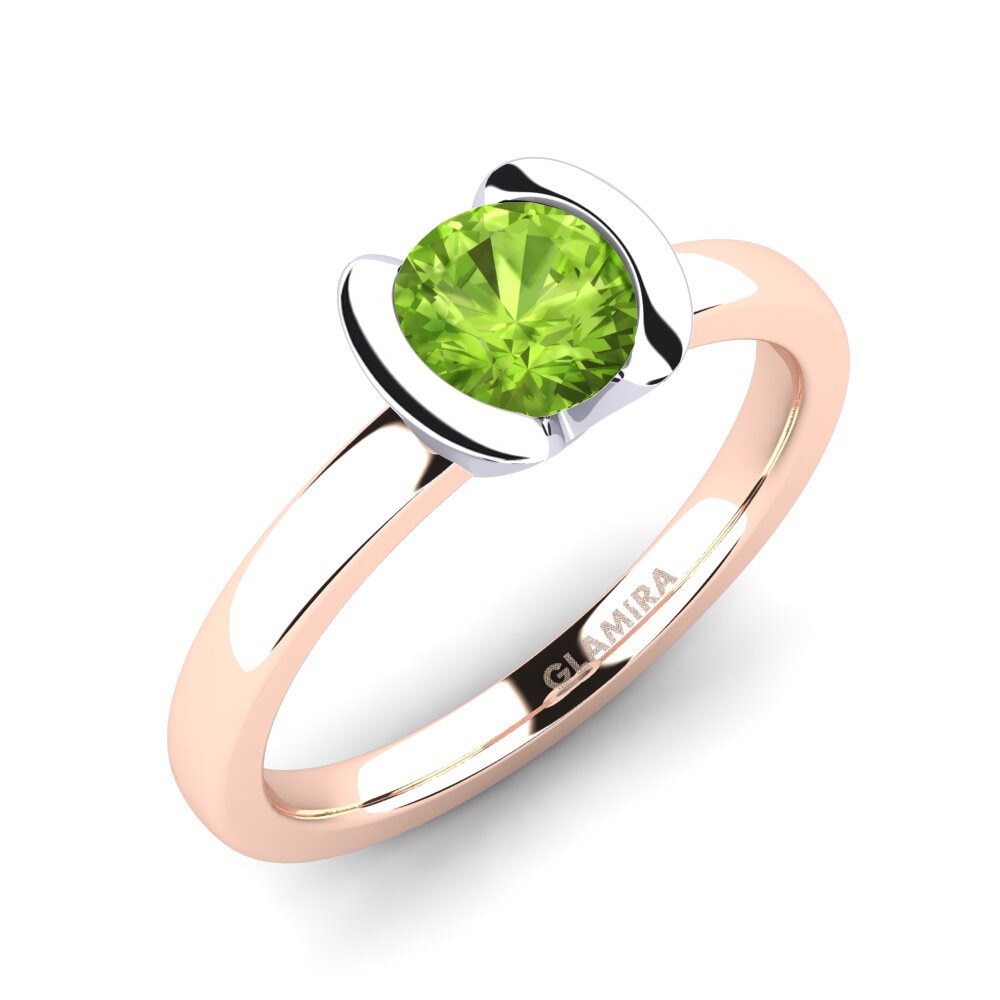 14ct Rose / White Gold Peridot Engagement Ring Farrah