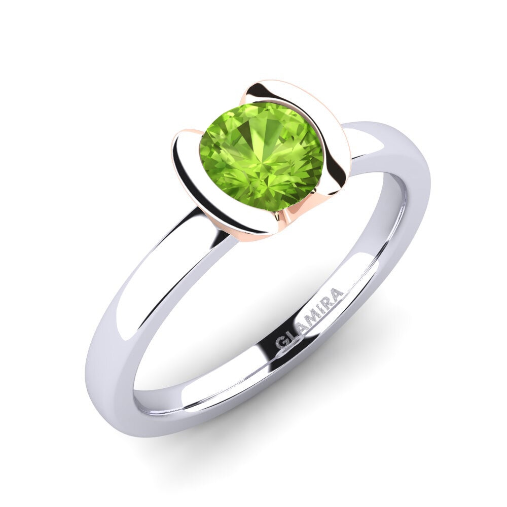 14ct White / Rose Gold Peridot Engagement Ring Farrah