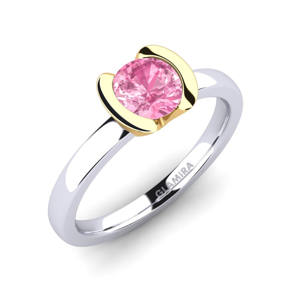 14ct White / Yellow Gold Pink Sapphire Engagement Ring Farrah