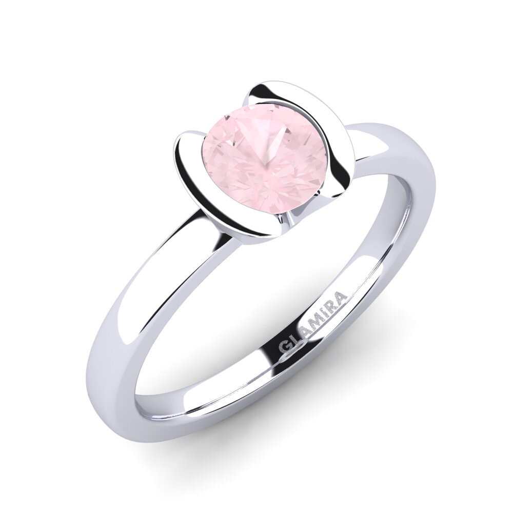 18ct White Gold Rose Quartz Engagement Ring Farrah