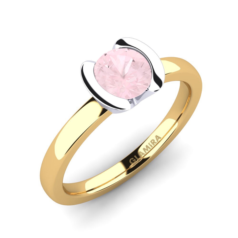 14ct Yellow / White Gold Rose Quartz Engagement Ring Farrah
