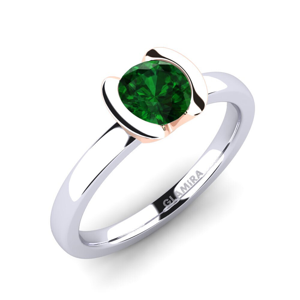 14ct White / Rose Gold Tsavorite Engagement Ring Farrah