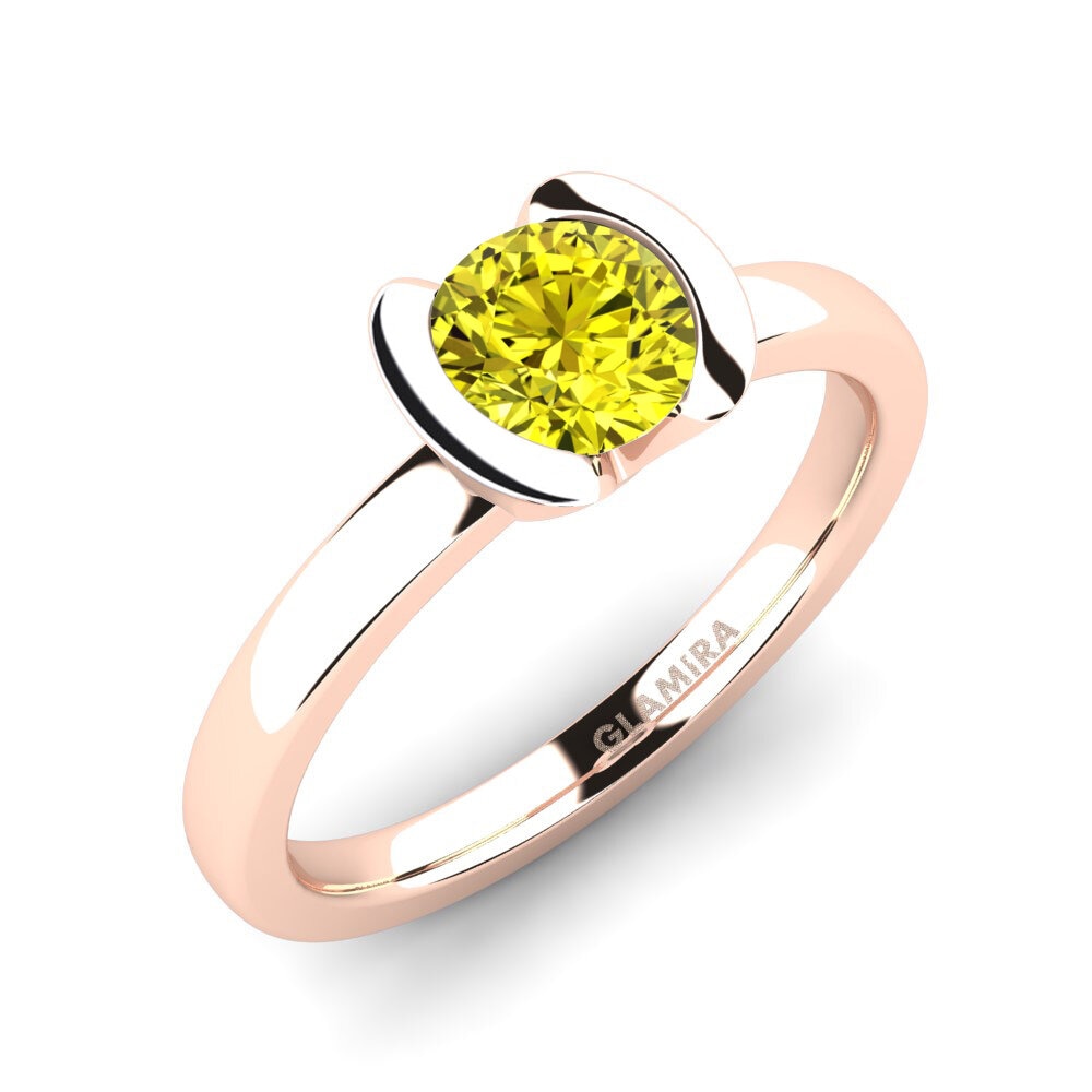 14ct Rose Gold Yellow Diamond Engagement Ring Farrah