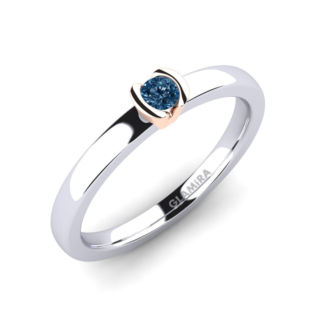 14ct White / Rose Gold Blue Diamond Engagement Ring Farrah 0.1crt