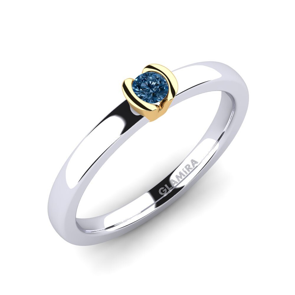 14ct White / Yellow Gold Blue Diamond Engagement Ring Farrah 0.1crt