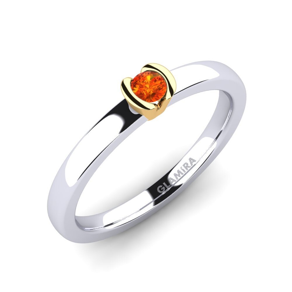 14ct White / Yellow Gold Orange Sapphire Engagement Ring Farrah 0.1crt