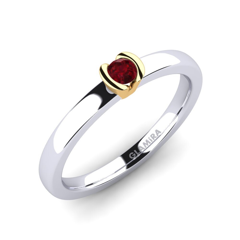 18ct White / Yellow Gold Ruby Engagement Ring Farrah 0.1crt